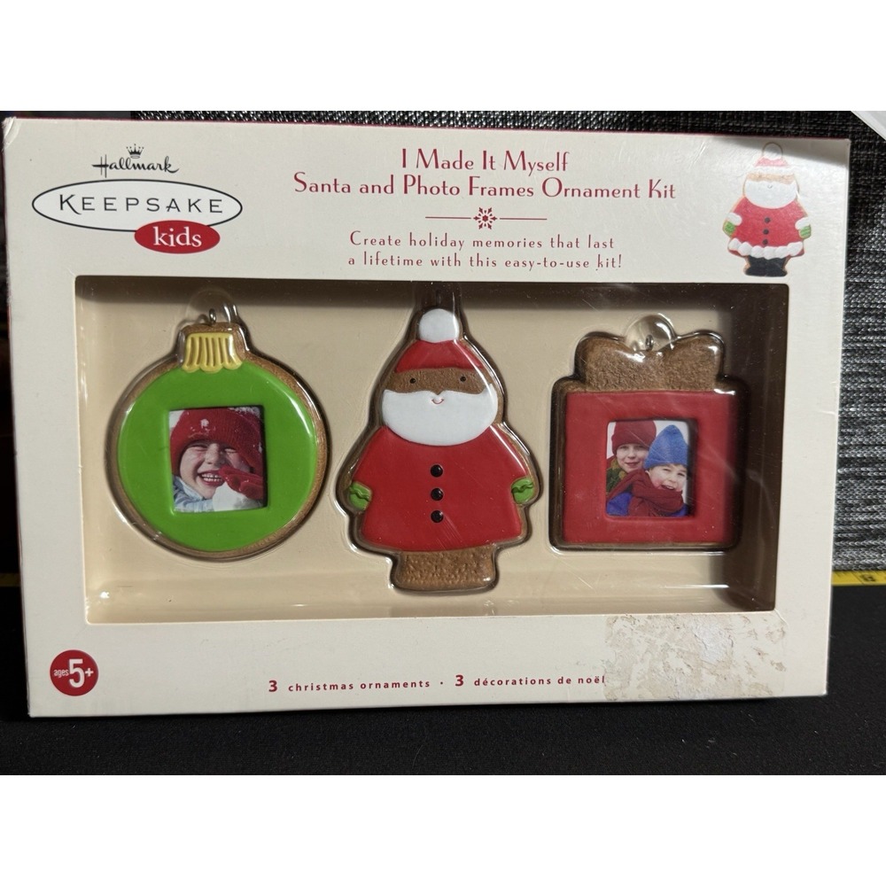 NEW Hallmark Keepsake Kids I made it Myself Santa and Photo Frames Ornament Kit